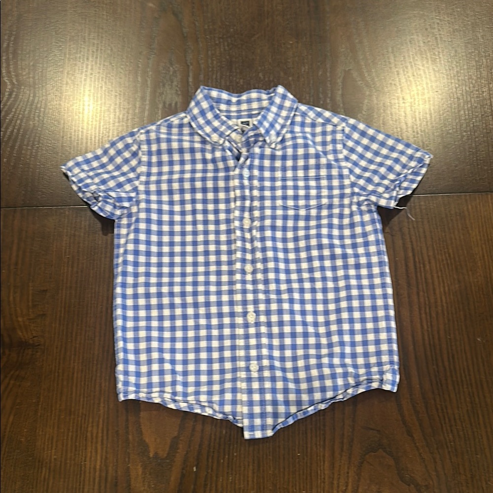 Janie and Jack Blue and White Gingham Button Down Shirt